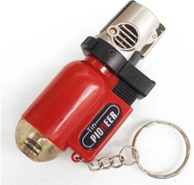 Good Station Refillable Cylindrical shaped Windproof Jet Flame Lighter with Fixed Fire Switch ( Red ) (Without Fuel - Empty Lighter) Pocket Lighter (Multicolor) Pocket Lighter(Multicolor)