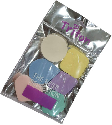 TRITON Multi-Shaped and Multi-Colored Make-up Sponge for Powder, Concealer and Foundation Application, Pack of 6