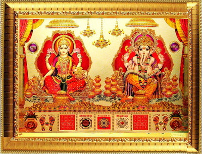 SUNINOW Laxmi Ganesh with ganesh yantra , laxmi yantra and kuber yantra photo frame | god photo frame Religious Frame
