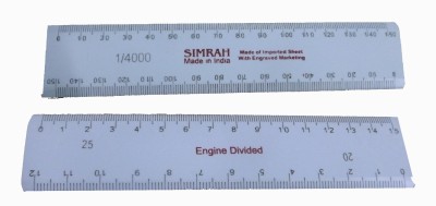 Simrah PATWARI SCALE 6 INCH IMPORTED SHEET WITH ENGRAVED MARKING BOTH SIDES ( 1/4000 & 20-25 ) Ruler(Set of 2, White)