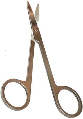 shree kesar medical Nawani StainlessSteel Small Eyebrow Nose Hair Scissors, Size - 4.5 Inch Scissors(Set of 1, Silver)