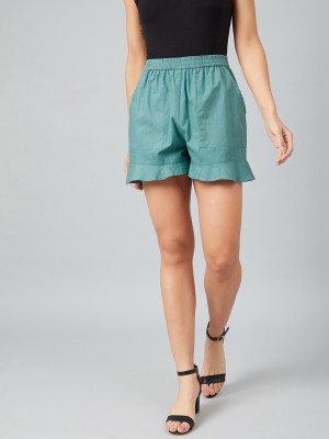 ATHENA Solid Women Light Green Regular Shorts