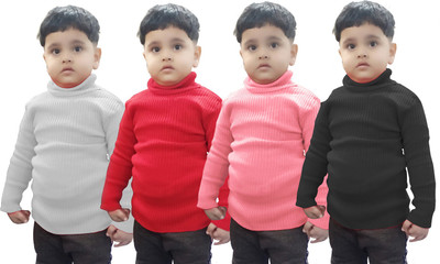ATXP Solid High Neck Casual Boys & Girls Multicolor Sweater