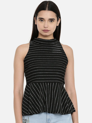 AND Casual Sleeveless Solid Women Black Top