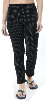 IndiWeaves Polka Print Women Black Track Pants
