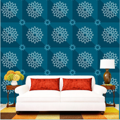 paper pebbles Vinyl Decorative Blue Wallpaper(L x W: 229 cm x 41 cm)