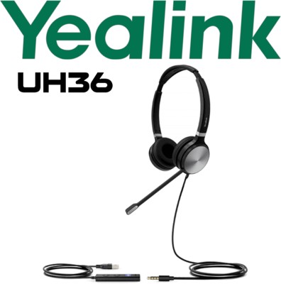 Yealink UH36 Dual Wired Headset(Black, On the Ear)