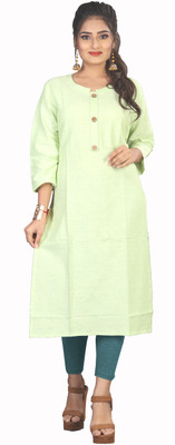 prabhas Women Solid Straight Kurta(Green)