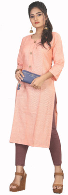 prabhas Women Solid Straight Kurta(Pink)
