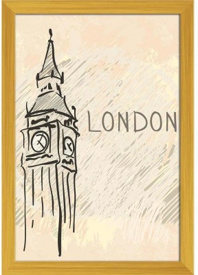 Big Ben London England Paper Poster Golden Frame | Top Acrylic Glass 13inch x 19inch (33cms x 48.3cms) Paper Print(19 inch X 13 inch, Framed)