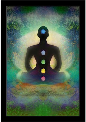 Yoga Lotus Pose D6 Paper Poster Black Frame | Top Acrylic Glass 13inch x 19inch (33cms x 48.3cms) Paper Print(19 inch X 13 inch, Framed)