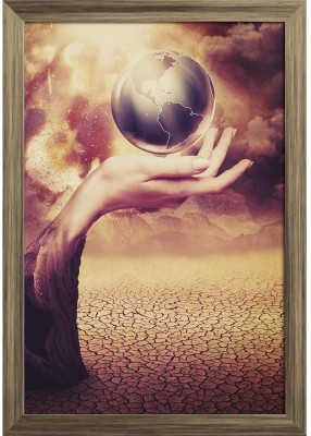 Save The Earth D2 Paper Poster Antique Golden Frame | Top Acrylic Glass 13inch x 19inch (33cms x 48.3cms) Paper Print(19 inch X 13 inch, Framed)
