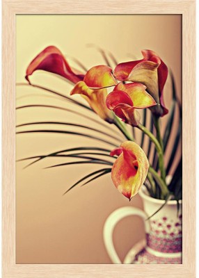 Calla Lily Flower D4 Paper Poster Natural Brown Frame | Top Acrylic Glass 13inch x 19inch (33cms x 48.3cms) Paper Print(19 inch X 13 inch, Framed)