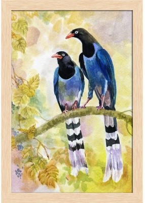 Birds Of Spring D3 Paper Poster Natural Brown Frame | Top Acrylic Glass 13inch x 19inch (33cms x 48.3cms) Paper Print(19 inch X 13 inch, Framed)