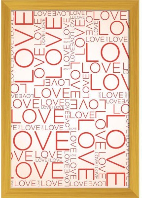 Love Word Collage Paper Poster Golden Frame | Top Acrylic Glass 13inch x 19inch (33cms x 48.3cms) Paper Print(19 inch X 13 inch, Framed)