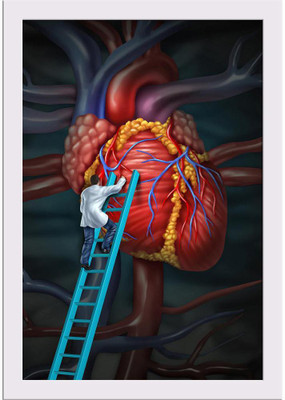 Heart Doctor Therapy Paper Poster White Frame | Top Acrylic Glass 13inch x 19inch (33cms x 48.3cms) Paper Print(19 inch X 13 inch, Framed)