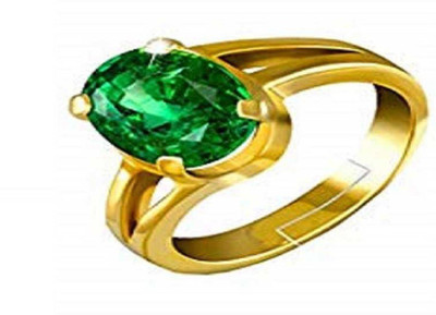 RATAN BAZAAR Emerald Ring Original Stone 6.75 carat Stone Panna Unheated & Untreated Effective Stone Certified For Men & women Stone Emerald Gold Plated Ring
