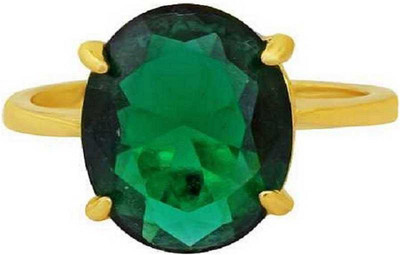 RATAN BAZAAR Emerald Ring Original Stone 6.75 carat Stone Panna Unheated & Untreated Effective Stone Certified For Men & women Stone Emerald Gold Plated Ring
