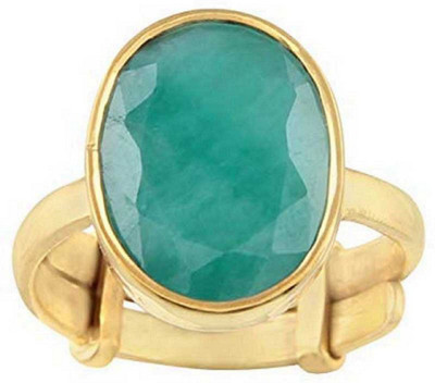 RATAN BAZAAR Emerald Ring Natural 6.00 carat Panna Stone Unheated & Untreated Certified Good Quality Stone For Unisex Stone Emerald Gold Plated Ring