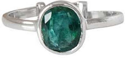 KUNDLI GEMS Panna Ring Stone Emerald 6.00 Ratti Stone Effective and Good Quality stone Astrological Purpose For Unisex Stone Emerald Silver Plated Ring