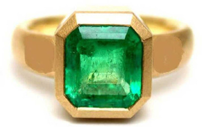 KUNDLI GEMS Stone Emerald Gold Plated Ring