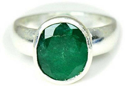 KUNDLI GEMS Stone Emerald Silver Plated Ring