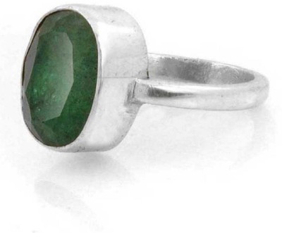 KUNDLI GEMS Stone Emerald Silver Plated Ring