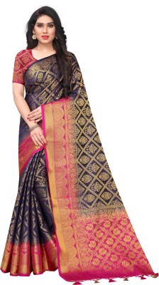 Saarah Self Design Kanjivaram Art Silk Saree(Multicolor)