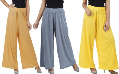 Buy That Trendz Flared Women Brown, Grey, Yellow Trousers