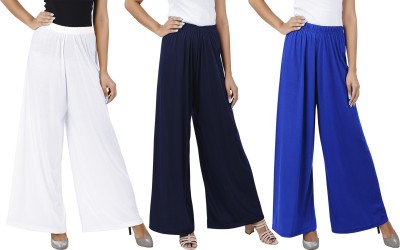 Buy That Trendz Flared Women White, Blue, Blue Trousers