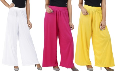 Buy That Trendz Flared Women White, Pink, Yellow Trousers