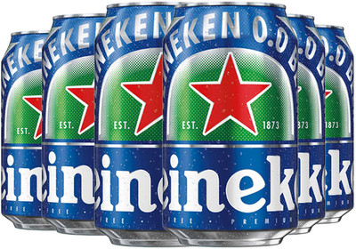 Heineken 0.0 % Non Alcoholic Lager Beer - Zero Dot Zero Can, 6 Cans, 6 x 330ml Can(6 x 330 ml)