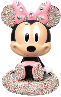 Vision i Dashboard Air Freshener Blocks Minnie Mickey Mouse - Stone Studded Bobble Head - Car Perfume - Pink(15 g)