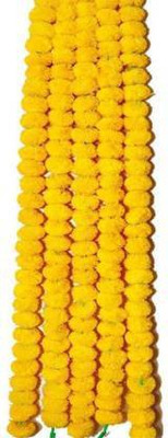 Mahima Yellow Marigold Artificial Flower(60 inch, Pack of 5, Garlands)