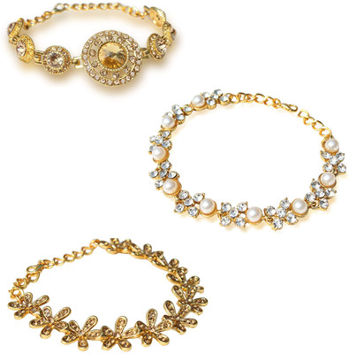 Reesha Alloy Cubic Zirconia Bracelet(Pack of 3)