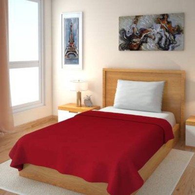 Saksham Solid Single Fleece Blanket for  AC Room(Microfiber, Red)