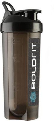 BOLDFIT Typhoon Gym Shaker Bottles 650 ml for Protein Shake 100% Leakproof Guarantee 650 ml Shaker(Pack of 1, Black, Plastic)