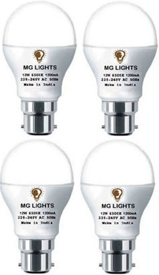 mg lights 12 W Basic Arbitrary B22 LED Bulb(White, Pack of 4)