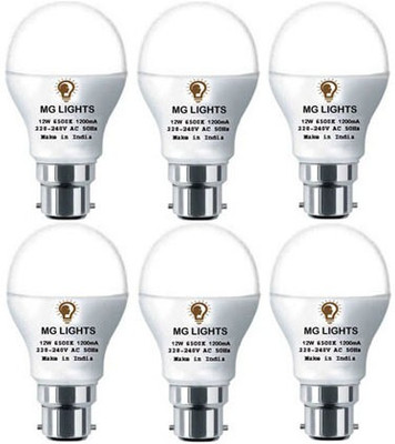 mg lights 12 W Basic Arbitrary B22 LED Bulb(White, Pack of 6)