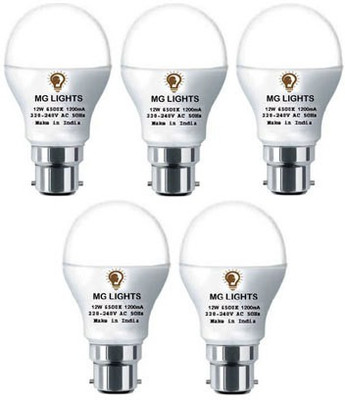 mg lights 12 W Basic Arbitrary B22 LED Bulb(White, Pack of 5)