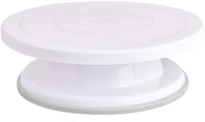 lOMESH Cake Decorating Rotating Cake Turntable Revolving Cake Stand for Sugar Craft, Cake Turning Table 360 Degree Rotating Platform for Cake Baking (28cm -White- Pack of 1) Plastic Cake Server(White, Pack of 1)