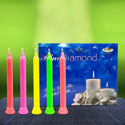 AuraDecor Blue Diamond 3*15 candles Candle(Multicolor, Pack of 3)