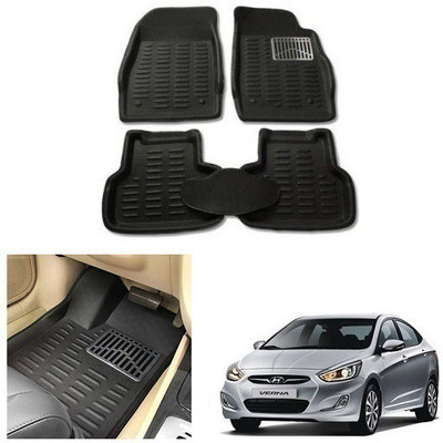 After cars PVC 3D Mat For  Hyundai Verna Fluidic(Black)