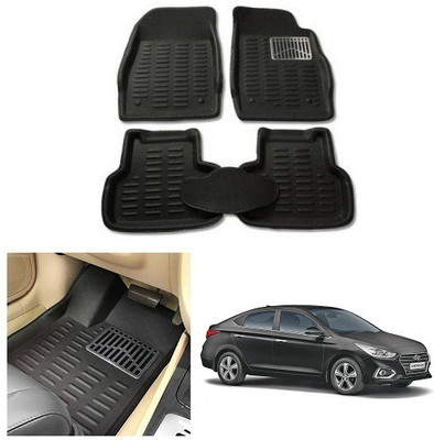 After cars PVC 3D Mat For  Hyundai Verna(Black)