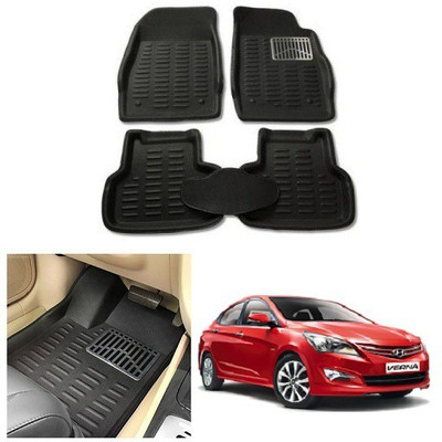 After cars PVC 3D Mat For  Hyundai Verna(Black)