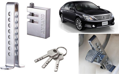 Selifaur GL24 Stainless Steel Pedal Lock Rod or for Car Clutch Brake Throttle Adjustable Anti Theft Security Lock System for Teana Wheel Lock