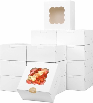 PACTIV BAKE Cake Box Paper Packaging Box(Pack of 10 White)