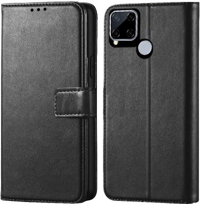 Casotec Flip Cover for Realme C15(Black, Pack of: 1)