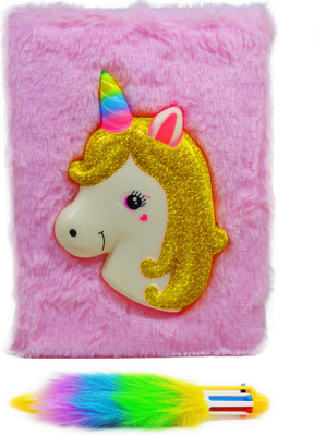 dishvy SOFT PINK 3-DUNICORN DIARY A5 Notebook RULED 200 Pages(Pink, Pack of 2)