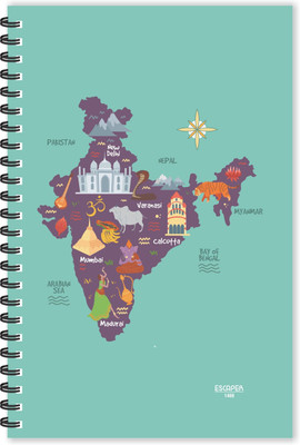 ESCAPER INDIAN Culture Map (Ruled - A5 Size - 8.5 x 5.5 inches) Designer India Diary, Culture Theme Diary A5 Diary Ruled 160 Pages(Multicolor)
